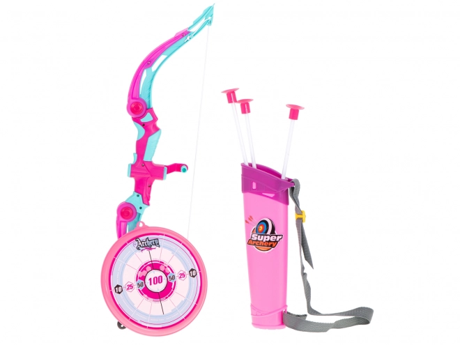 Set gioco tiro con arco e frecce rosa con bersaglio