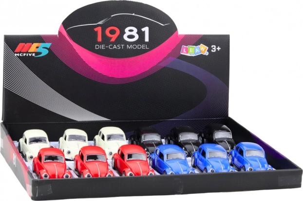 Modello in metallo dell'auto classica Maggiolino con motore a frizione 1:36