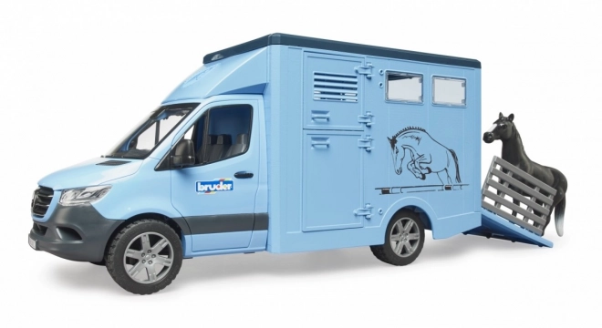 Camioncino Trasporto Animali MB Sprinter con Cavallo di Bruder