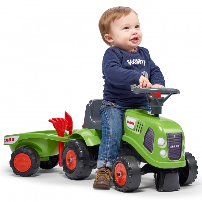 Odrážedlo Baby Claas con rimorchio e attrezzi