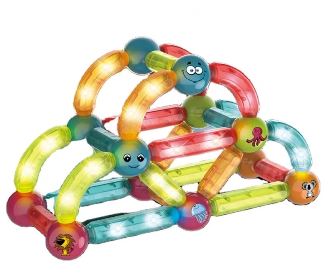 Blocchi Magnetici LED Luminosi per Bambini, 52 Pezzi