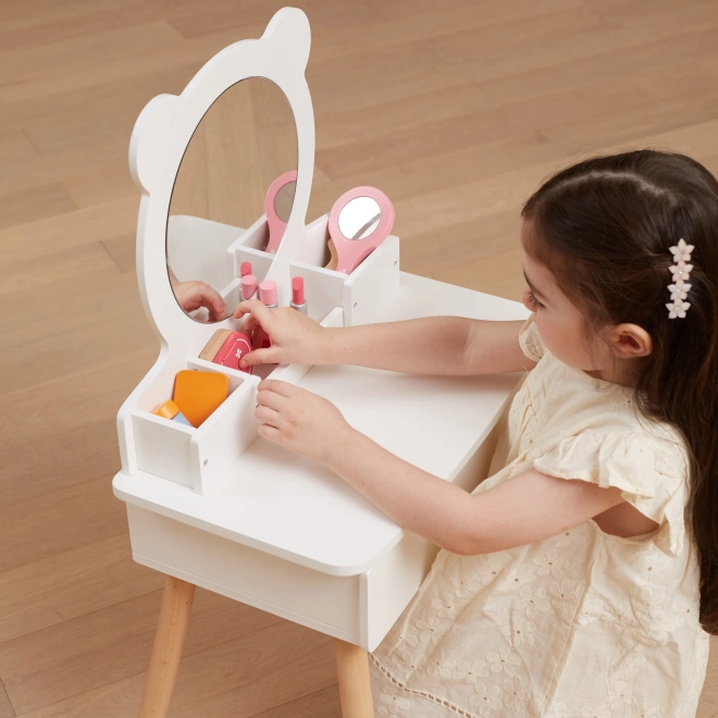 Toeletta in legno con sgabello per bambini
