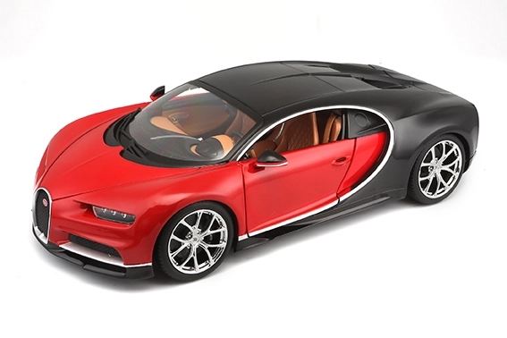 Modello Bugatti Chiron Nero/Rosso in scala 1:18