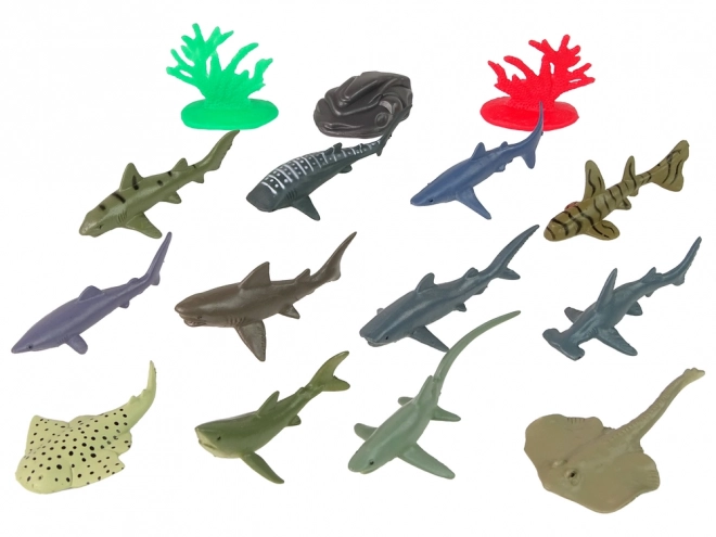 Set figurine animali marini squali in tubo