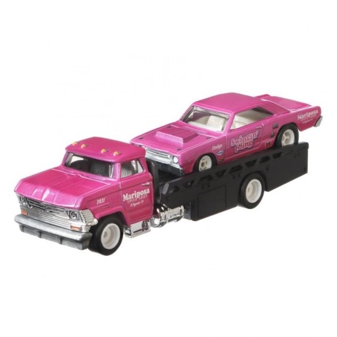 Camion Hot Wheels con auto da corsa