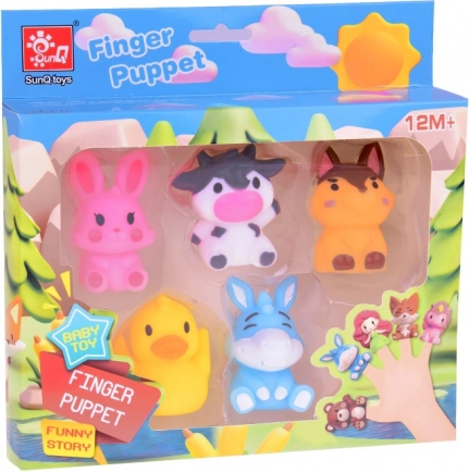 Animaletti da fattoria in gomma per dita - set di 5 figurine