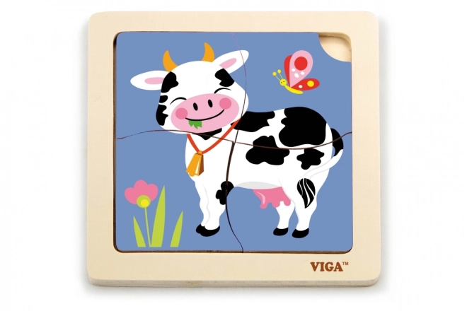 Puzzle in legno 4 pezzi - Mucca