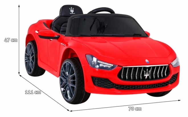 Maserati Ghibli batteria per bambini rosso + Telecomando + Avvio lento + EVA + MP3 USB + LED