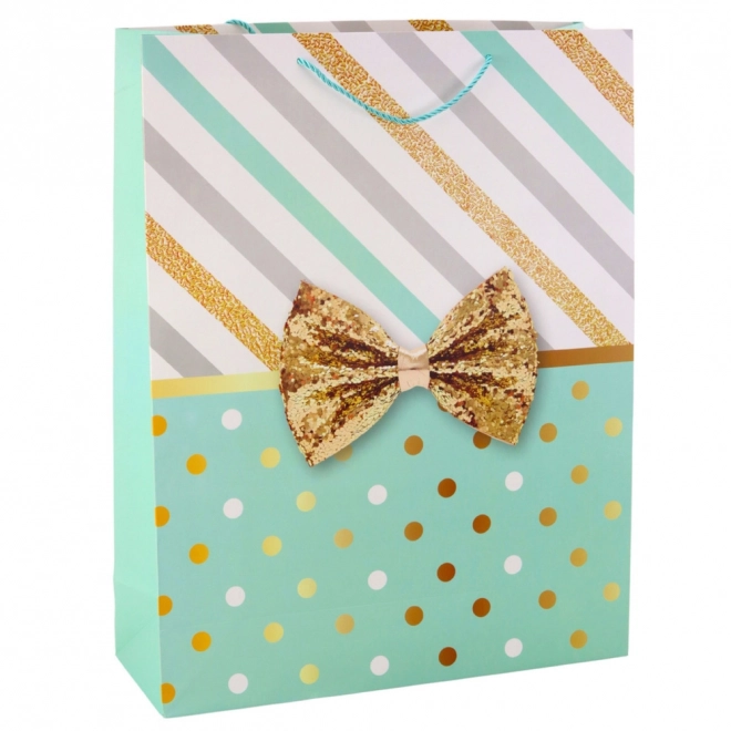 Grande borsa regalo con fiocco dorato