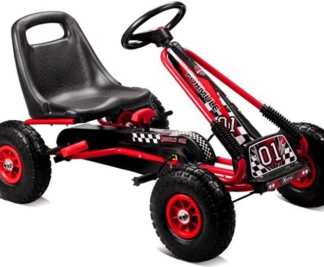 Kart a pedali + Pneumatici gonfiabili + Sedile regolabile – Rossa