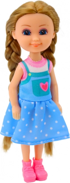Mini bambola con capelli lunghi in abito 15 cm
