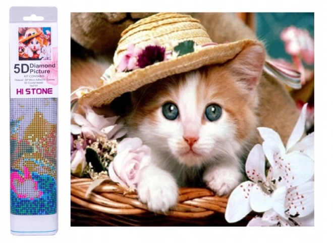 Mosaico di diamanti - Gatto con cappello