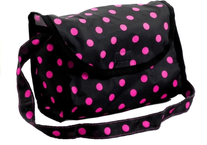 Passeggino per bambole Alice nero a pois rosa