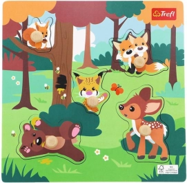 Puzzle in legno Animali del bosco, 5 pezzi