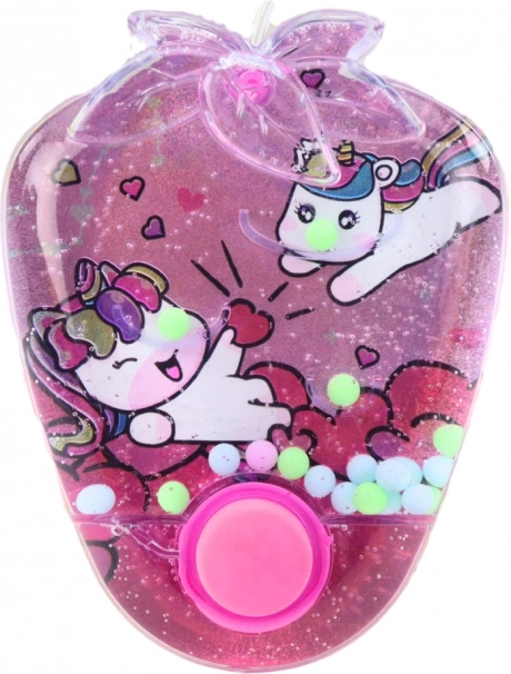 Gioco d'acqua tascabile con motivo decorato di unicorni