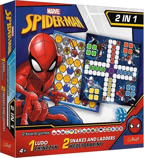 Set di giochi 2 in 1 L'Impiccato e Scale con Spider-Man in scatola 25x25x5,5 cm