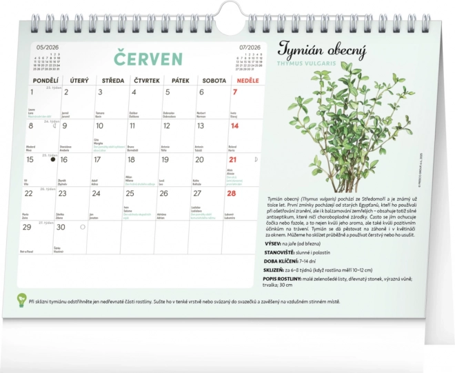 Calendario pianificatore mensile con semi Notique 2026