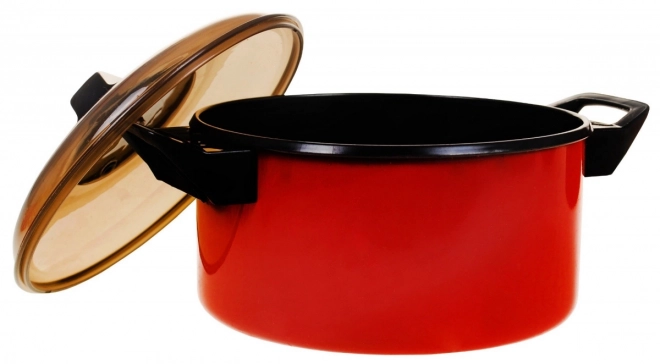 Set Cucina Rosso per Bambini 3+ Anni - Pentole e Utensili Cucina con Alimenti Finti 22 Pezzi