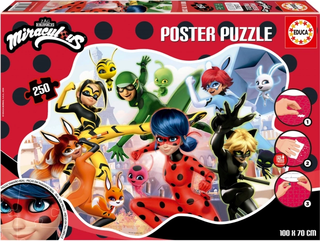 Puzzle poster Miraculous Ladybug e Chat Noir 250 pezzi