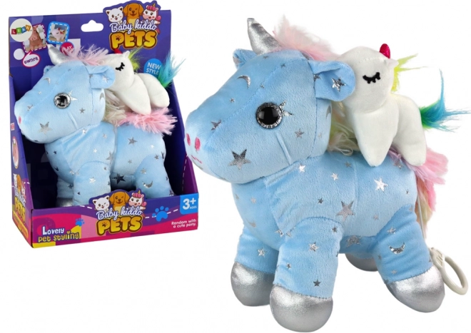 Unicorno Peluche Musicale Azzurro con Stelle