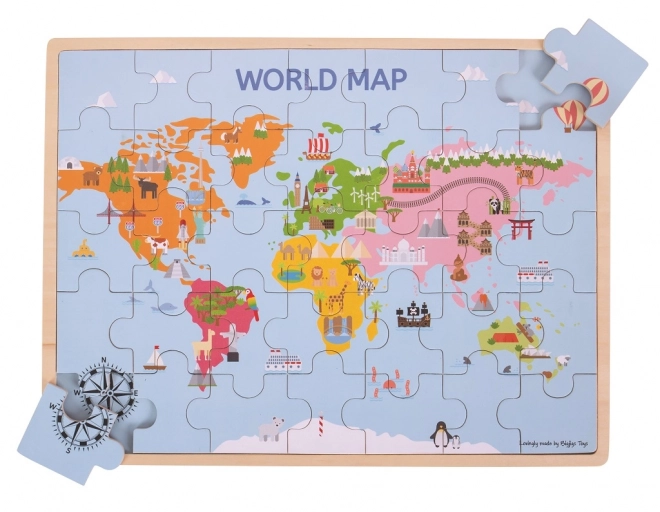 Puzzle mappa del mondo in legno Bigjigs Toys