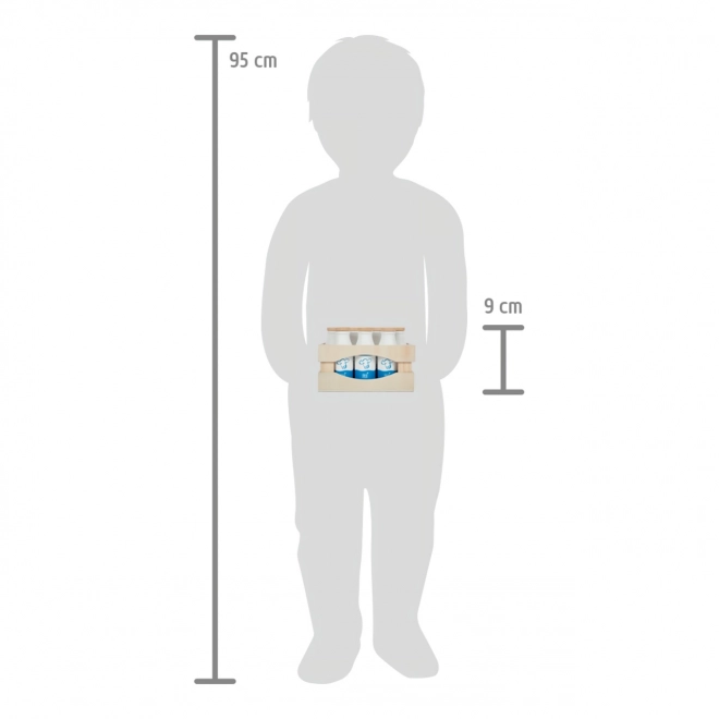 Cassetta in legno con bottiglie di latte Fresh