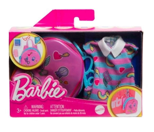 Set moda premium Barbie con vestito a righe