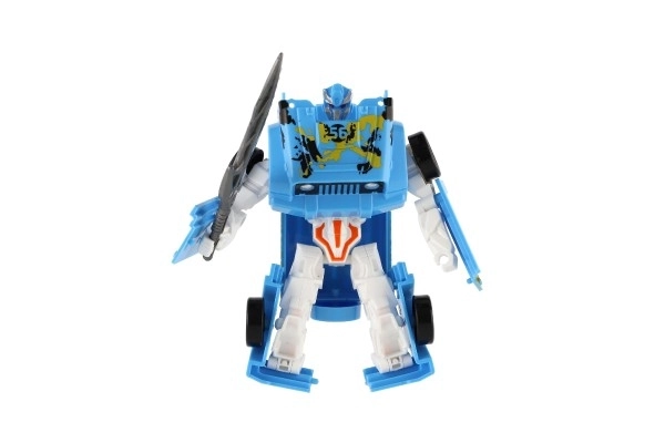 Trasformabile auto/robot blu plastica 14cm