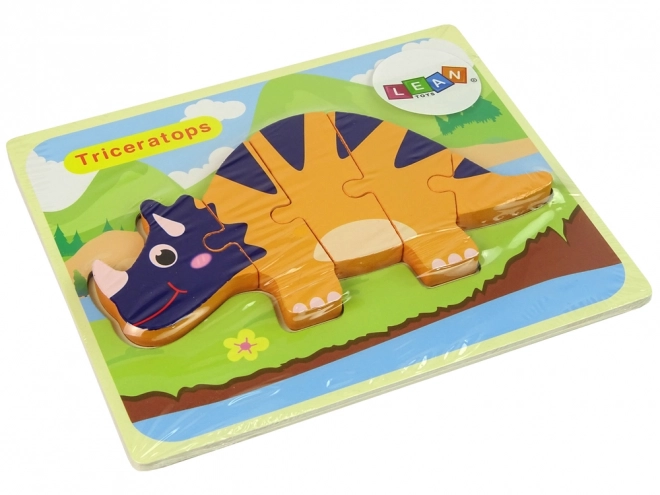 Puzzle di legno dinosauri triceratops e ankylosaurus