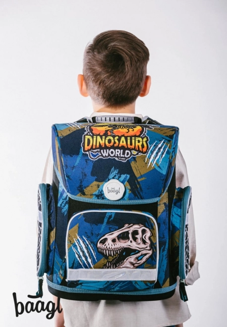 SET BAAGL 3 Ergo Dinosaurs World: cartella, astuccio, sacchetto
