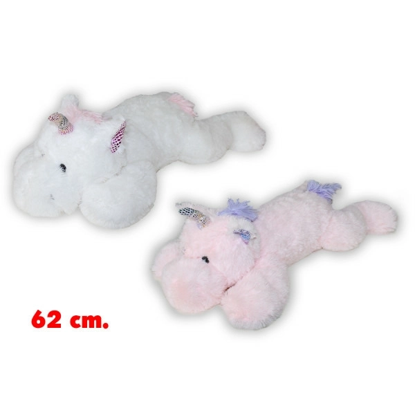 Unicorno di peluche sdraiato 62 cm