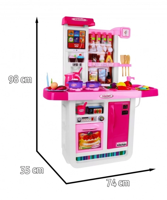 Grande cucina giocattolo interattiva rosa per bambini 3+