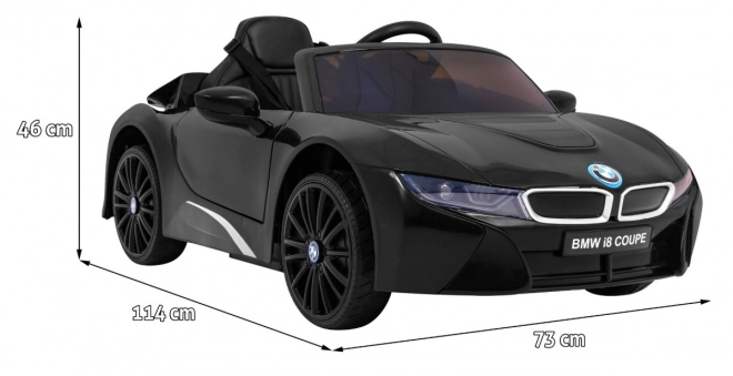 BMW I8 Lift Auto a batteria Nero + telecomando + avvio lento + cinture di sicurezza a 3 punti + MP3 USB + LED
