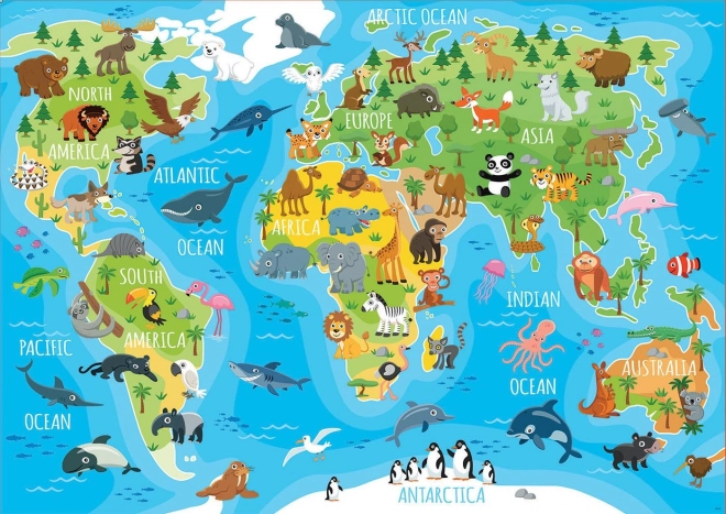 Puzzle Mappa Animali del Mondo 150 Pezzi EDUCA