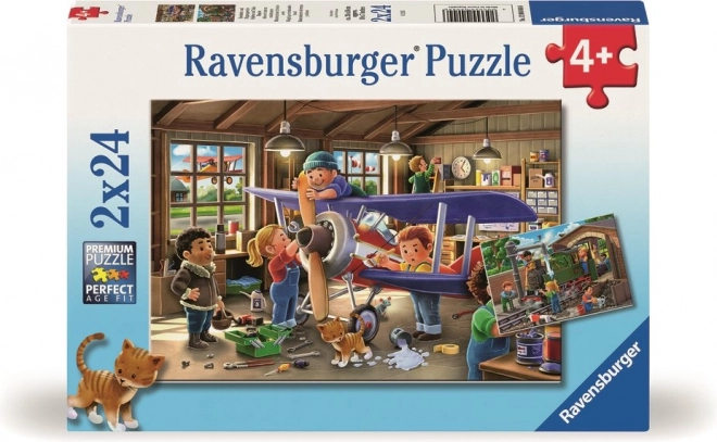 Diventa Riparatore di Aerei e Treni - Puzzle 2x24 Pezzi Ravensburger
