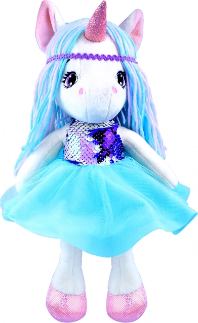 Bambola unicorno blu 35 cm