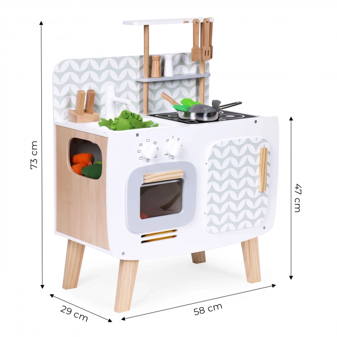 Cucina in legno per bambini stile retrò con accessori ECOTOYS