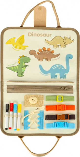 Valigia sensoriale Montessori con dinosauri