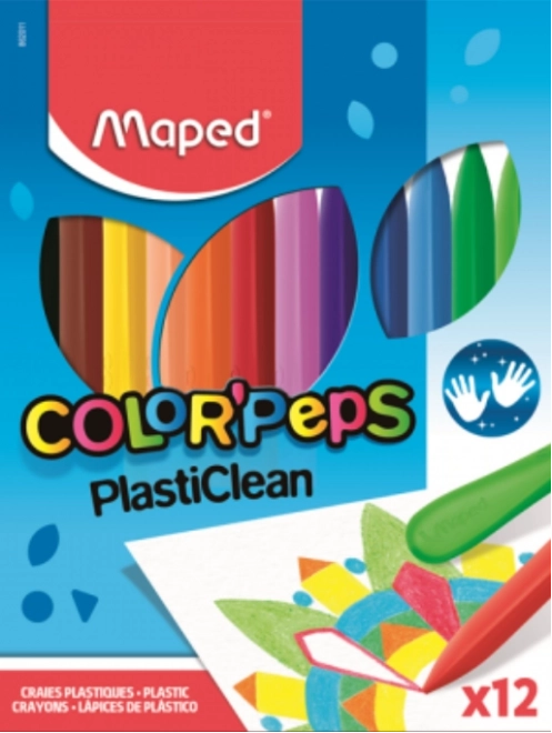 Pastelli triangolari in plastica Color'Peps PlastiClean di MAPED – 12 pezzi