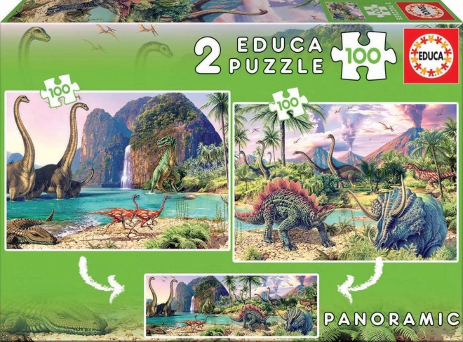 Puzzle panoramico mondo dei dinosauri 2x100 pezzi