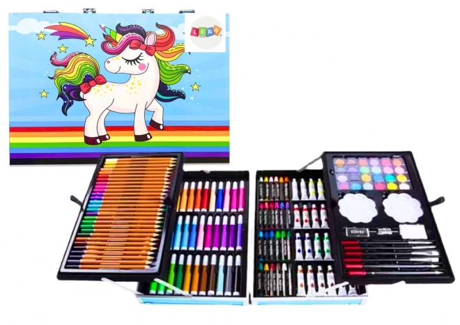 Set artistico in valigetta con unicorno blu 150 pezzi