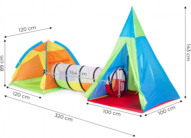 Set tenda per bambini 3 in 1 Igloo Tipi Tunnel