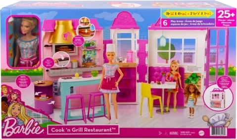 Barbie ristorante – set di gioco con accessori e bambola