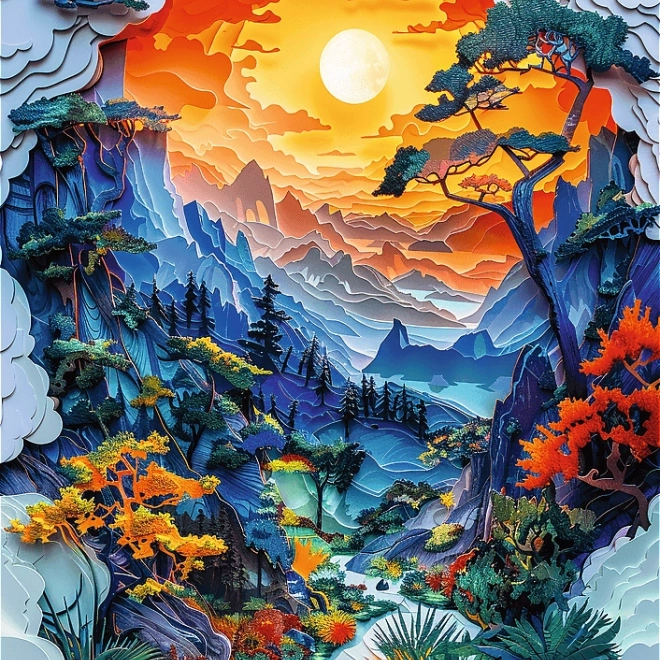 Trefl Puzzle Arte di Carta: Valle 1000 pezzi