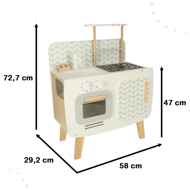 Cucina in legno per bambini stile retrò con accessori