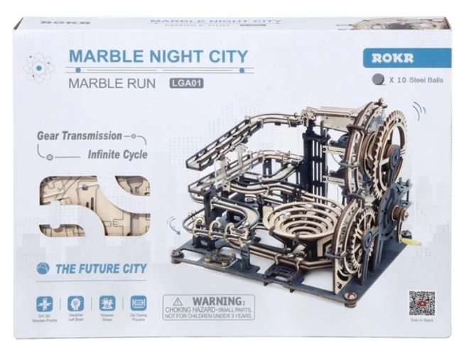 Robotime Rokr Puzzle in Legno 3D Pista delle Biglie: Città Notturna 294 Pezzi