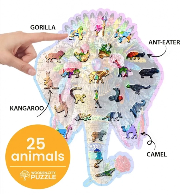 Puzzle in legno elefante elegante 250 pezzi