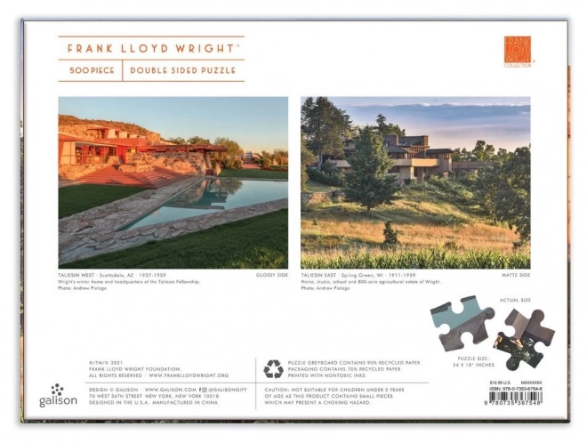 Puzzle Double Face Frank Lloyd Wright: Taliesin e Taliesin West 500 Pezzi