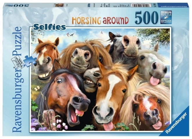 Puzzle Ravensburger selfie di cavalli 500 pezzi