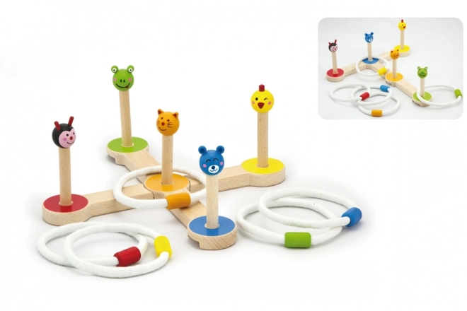 Gioco di abilità in legno lancio ad anelli animali Viga